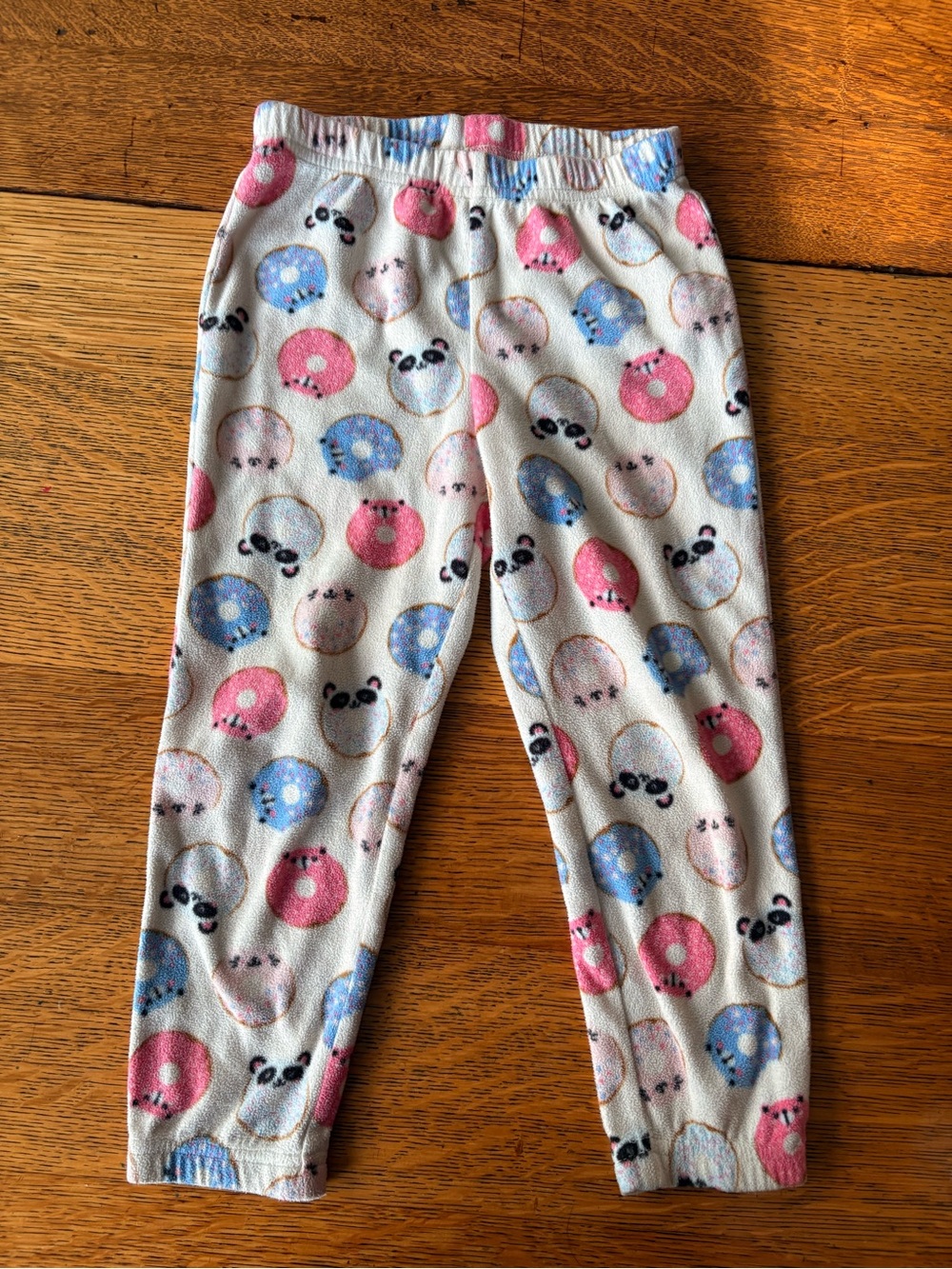 Old Navy White Fleece Pajama Pants with Pink & Blue Donuts